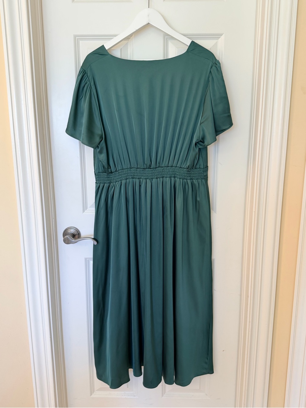 NWT! Baltic Born Poppy Emerald Green Satin Tie-Front Midi Dress - Picture 7 of 9